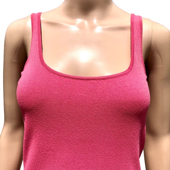 VERSACE pink-ish color knit tank top with silver logo plate Sz m - Picture 12 of 14